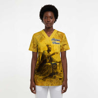 Mansa Musa Scrub Top Golden Legacy Theme Ancient Map Regal Portrait of Mali Emperor Timbuktu - Wonder Print Shop