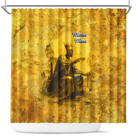 Mansa Musa Shower Curtain Golden Legacy Theme Ancient Map Regal Portrait of Mali Emperor Timbuktu - Wonder Print Shop