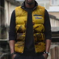 Mansa Musa Sleeveless Puffer Jacket Golden Legacy Theme Ancient Map Regal Portrait of Mali Emperor Timbuktu - Wonder Print Shop