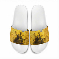 Mansa Musa Slide Sandals Golden Legacy Theme Ancient Map Regal Portrait of Mali Emperor Timbuktu - Wonder Print Shop