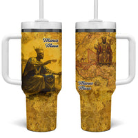 Mansa Musa Tumbler With Handle Golden Legacy Theme Ancient Map Regal Portrait of Mali Emperor Timbuktu - Wonder Print Shop