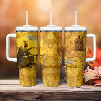 Mansa Musa Tumbler With Handle Golden Legacy Theme Ancient Map Regal Portrait of Mali Emperor Timbuktu - Wonder Print Shop