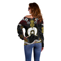 Torest Trait Islands Mix Aboriginal Pattern Off Shoulder Sweater - Wonder Print Shop