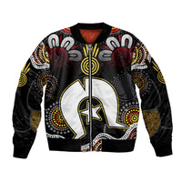 Torest Trait Islands Mix Aboriginal Pattern Sleeve Zip Bomber Jacket - Wonder Print Shop