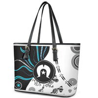 Aboriginal Pattern Torest Strait Island Leather Tote Bag - Wonder Print Shop