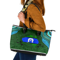 Torest Trait Islands Mix Aboriginal Pattern Leather Tote Bag - Wonder Print Shop