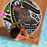 Aboriginal Lizzard Pattern Dot Art Beach Blanket - Wonder Print Shop