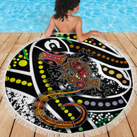 Aboriginal Lizzard Pattern Dot Art Beach Blanket - Wonder Print Shop