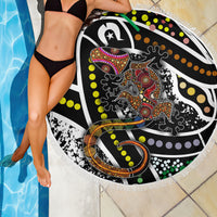 Aboriginal Lizzard Pattern Dot Art Beach Blanket - Wonder Print Shop
