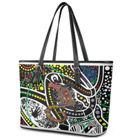 Aboriginal Lizzard Pattern Dot Art Leather Tote Bag - Wonder Print Shop