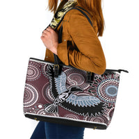 Aboriginal Pattern Bird Leather Tote Bag - Wonder Print Shop