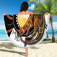 Aboriginal Kangaroo Pattern Dot Art Beach Blanket - Wonder Print Shop