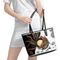 Aboriginal Kangaroo Pattern Dot Art Leather Tote Bag - Wonder Print Shop