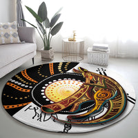 Aboriginal Kangaroo Pattern Dot Art Round Carpet