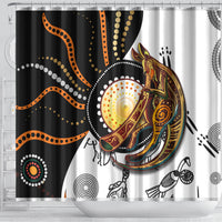 Aboriginal Kangaroo Pattern Dot Art Shower Curtain