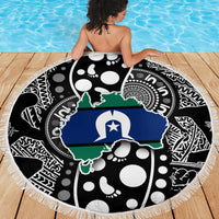 Torest Trait Islands Map Mix Aboriginal Pattern Beach Blanket - Wonder Print Shop