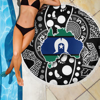 Torest Trait Islands Map Mix Aboriginal Pattern Beach Blanket - Wonder Print Shop