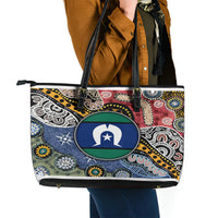 Torest Trait Islands Mix Aboriginal Pattern Leather Tote Bag - Wonder Print Shop