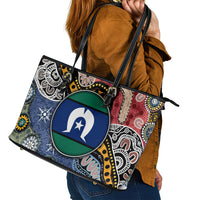 Torest Trait Islands Mix Aboriginal Pattern Leather Tote Bag - Wonder Print Shop