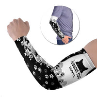 Judging You Silently Arm Sleeves Black Cat Playful Monochrome Paw Print