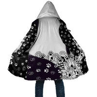 Judging You Silently Cloak Black Cat Playful Monochrome Paw Print