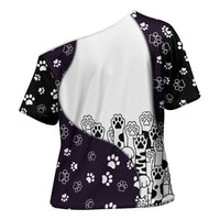 Judging You Silently Cross Shoulder Shirt Black Cat Playful Monochrome Paw Print