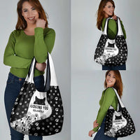 Judging You Silently Grocery Bag Black Cat Playful Monochrome Paw Print
