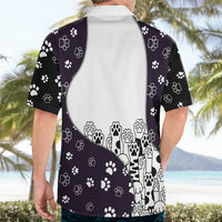 Judging You Silently Hawaiian Shirt Black Cat Playful Monochrome Paw Print