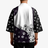 Judging You Silently Kimono Black Cat Playful Monochrome Paw Print