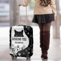 Judging You Silently Luggage Cover Black Cat Playful Monochrome Paw Print