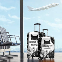 Judging You Silently Luggage Cover Black Cat Playful Monochrome Paw Print