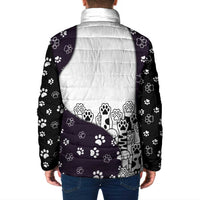 Judging You Silently Padded Jacket Black Cat Playful Monochrome Paw Print