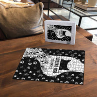 Judging You Silently Puzzle Black Cat Playful Monochrome Paw Print