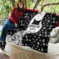 Judging You Silently Quilt Black Cat Playful Monochrome Paw Print