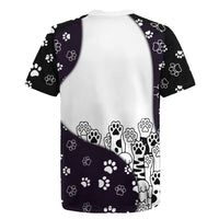 Judging You Silently Rugby Jersey Black Cat Playful Monochrome Paw Print