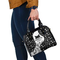 Judging You Silently Shoulder Handbag Black Cat Playful Monochrome Paw Print