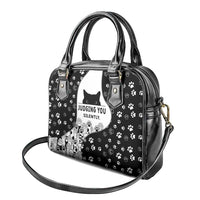 Judging You Silently Shoulder Handbag Black Cat Playful Monochrome Paw Print