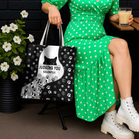 Judging You Silently Tote Bag Black Cat Playful Monochrome Paw Print