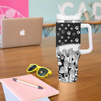 Judging You Silently Tumbler With Handle Black Cat Playful Monochrome Paw Print