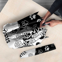 Judging You Silently Umbrella Black Cat Playful Monochrome Paw Print
