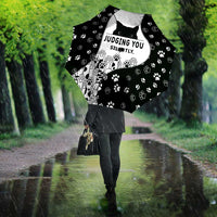 Judging You Silently Umbrella Black Cat Playful Monochrome Paw Print