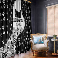 Judging You Silently Window Curtain Black Cat Playful Monochrome Paw Print