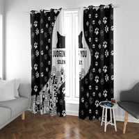 Judging You Silently Window Curtain Black Cat Playful Monochrome Paw Print