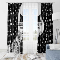 Judging You Silently Window Curtain Black Cat Playful Monochrome Paw Print