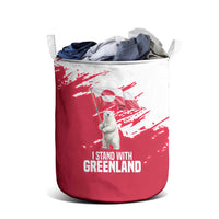 I Stand With Greenland Polar Bear Laundry Basket with Splattered Flag Pattern