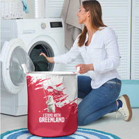 I Stand With Greenland Polar Bear Laundry Basket with Splattered Flag Pattern