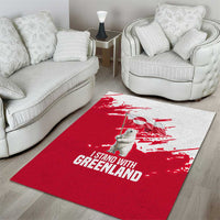 I Stand With Greenland Polar Bear Area Rug with Splattered Flag Pattern
