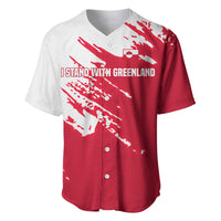 I Stand With Greenland Polar Bear Baseball Jersey with Splattered Flag Pattern