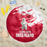I Stand With Greenland Polar Bear Beach Blanket with Splattered Flag Pattern