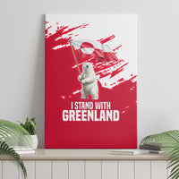 I Stand With Greenland Polar Bear Canvas Wall Art with Splattered Flag Pattern